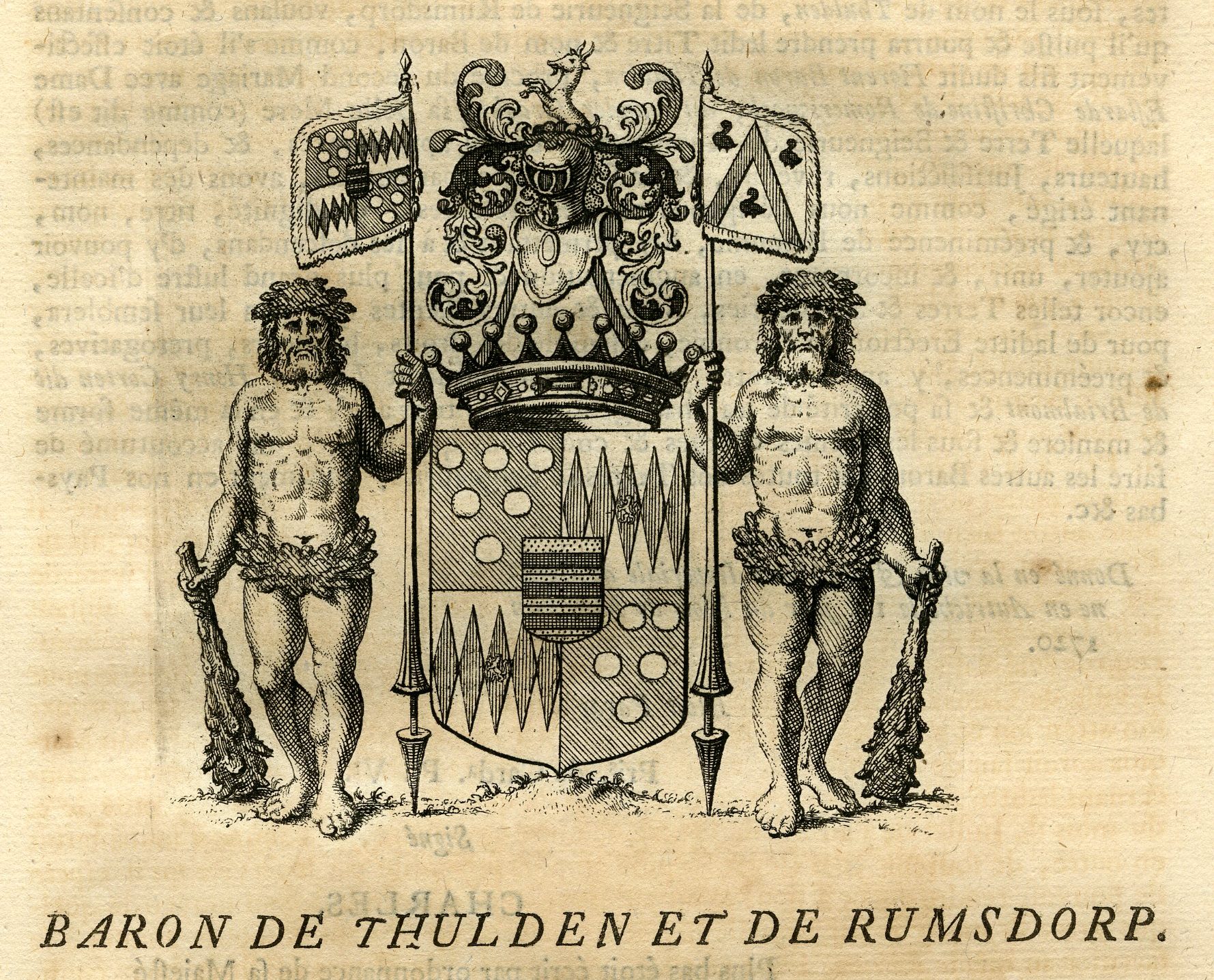 , Antique Print-COAT OF ARMS-THULDEN-RUMSDORP-Butkens-1724, Pictura Antique Prints