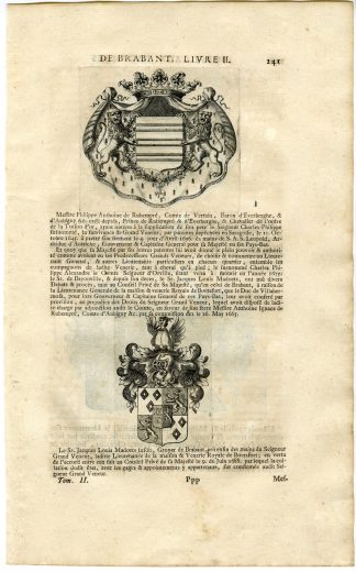 Antique Print-COAT OF ARMS-RUBEMPRE-MADOETS-EVERBERGH-VELDE-CHAMPS-Butkens-1724