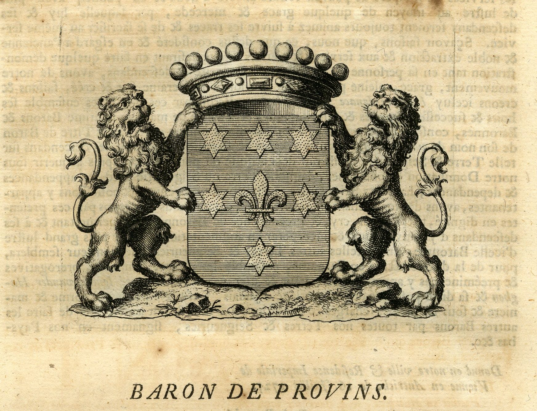 , Antique Print-COAT OF ARMS-BARON DE PROVINS-Butkens-1724, Pictura Antique Prints