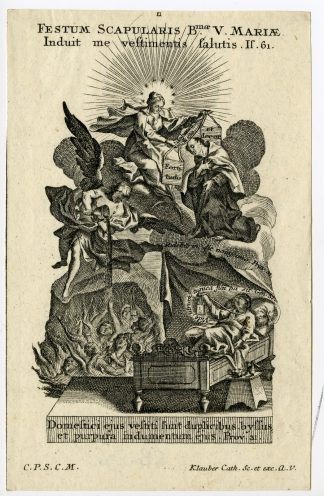 Rare Antique Print-FESTUM SCAPULARIS-MARIA-Klauber-c.1750