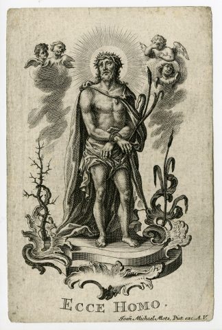 Rare Antique Print-ECCE HOMO-CHRIST-THORN CROWN-Motz-c.1750