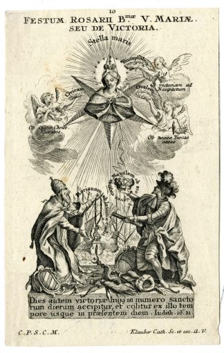 Rare Antique Print-CATHOLIC FEAST-OUR LADY-MARIA-Klauber-c.1750