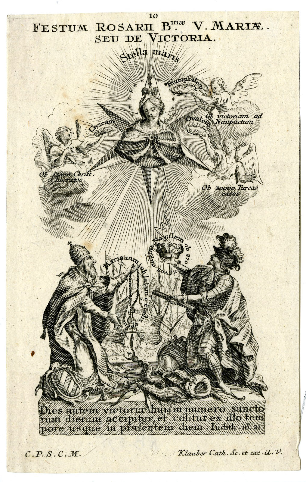 , Rare Antique Print-CATHOLIC FEAST-OUR LADY-MARIA-Klauber-c.1750, Pictura Antique Prints