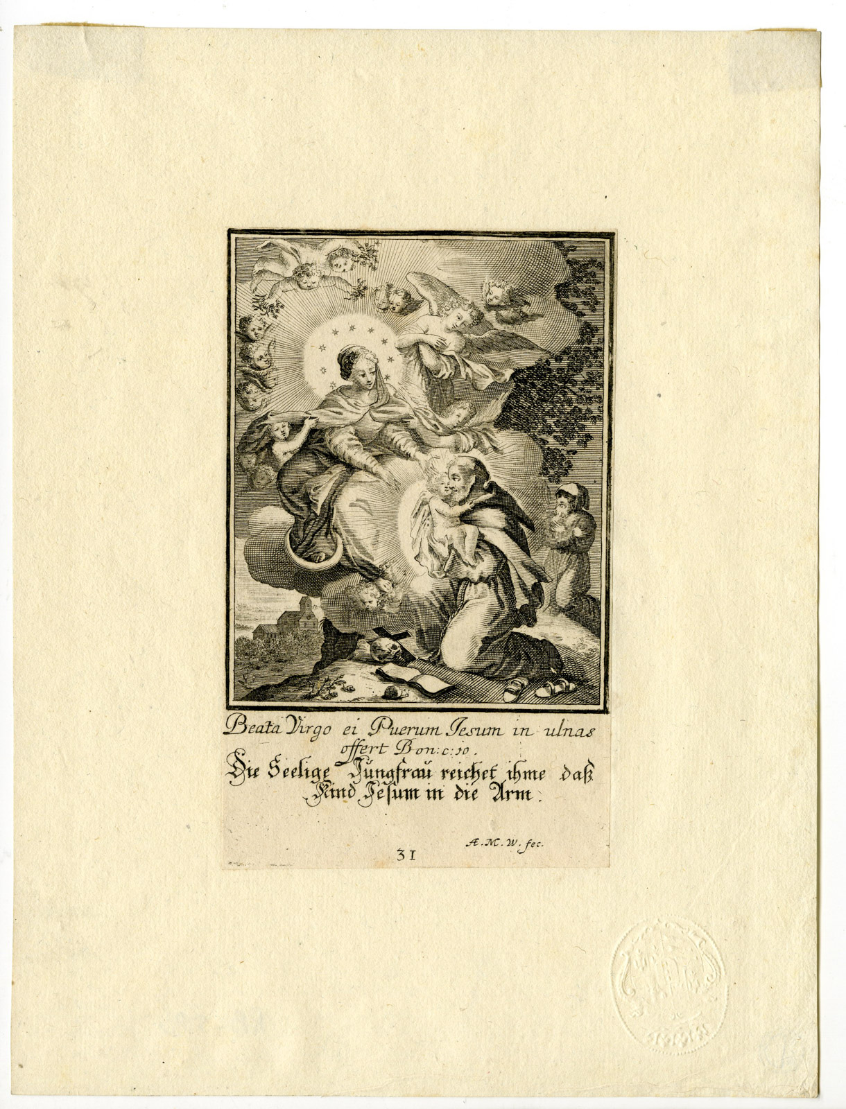 , Rare Antique Print-MARIA-CHRIST-MON-Wolfgang-c.1700, Pictura Antique Prints