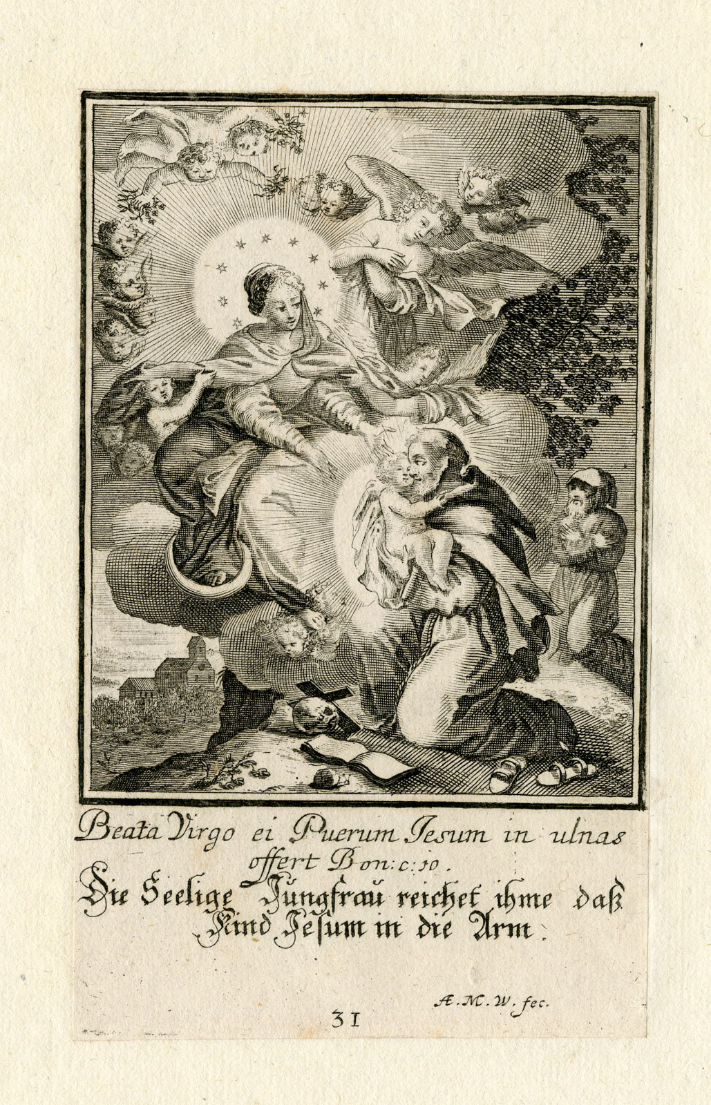 , Rare Antique Print-MARIA-CHRIST-MON-Wolfgang-c.1700, Pictura Antique Prints