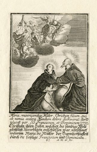 Rare Antique Print-SAINT FRANCIS-DOMINICUS-GOD-Wolfgang-c.1700