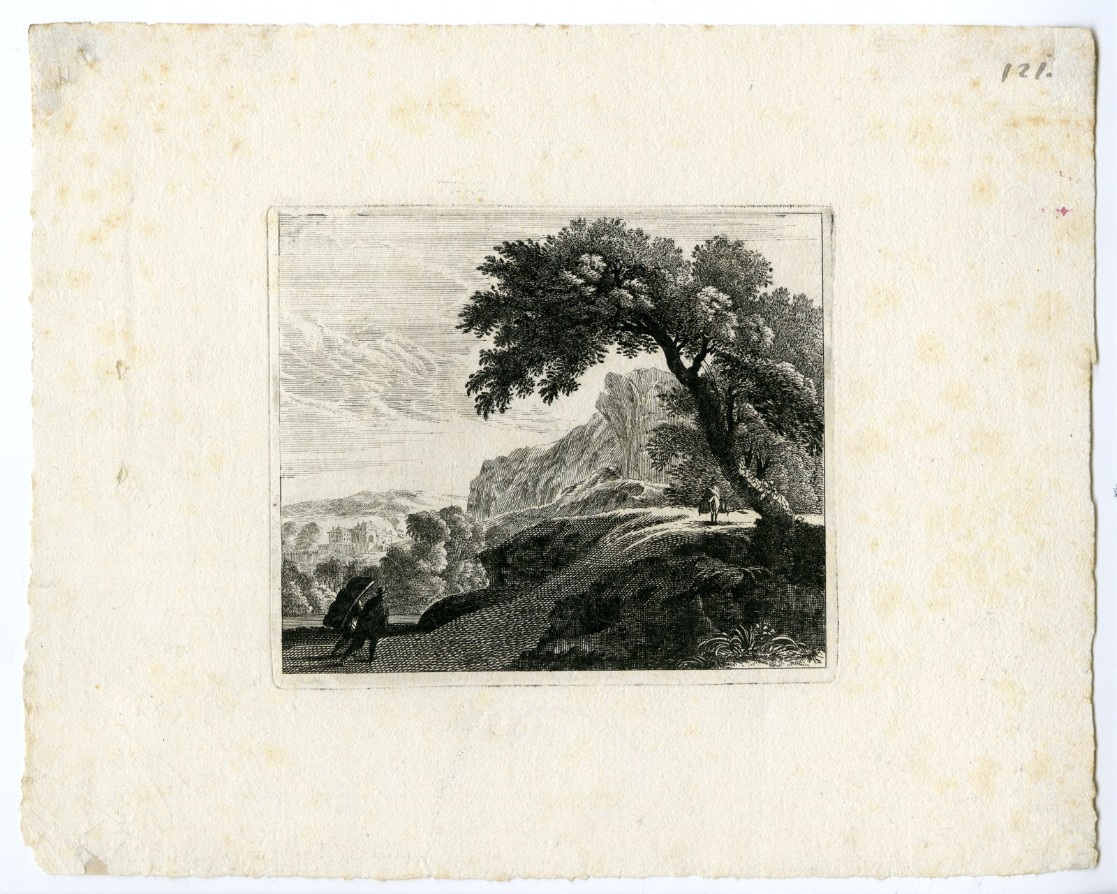 , Antique Master Print-HILLY LANDSCAPE-TRAVELLERS-Zaech-c.1645-1660, Pictura Antique Prints