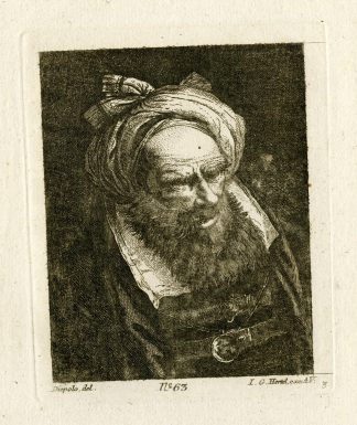 Antique Master Print-BEARDED MAN WITH TURBAN-Tiepolo-Hertel-c.1760