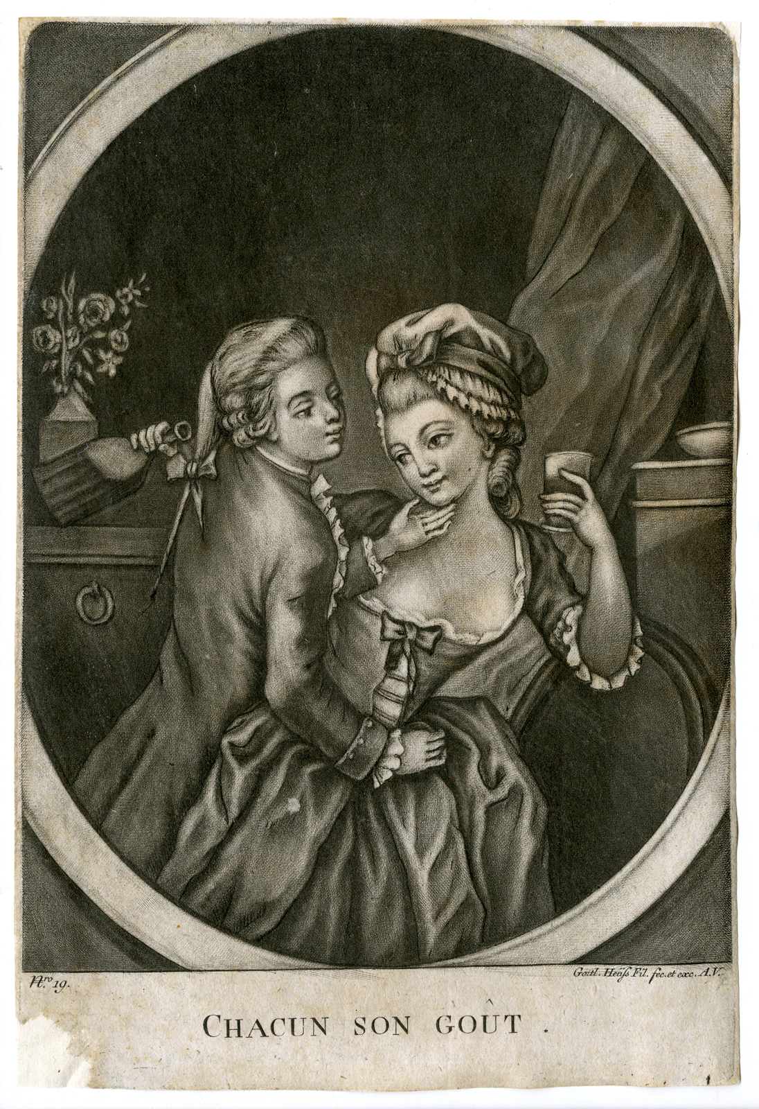 , Antique Master Print-SATIRE-EVERYONE HIS TASTE-ROMANCE-DRINK-Heiss-c.1690, Pictura Antique Prints