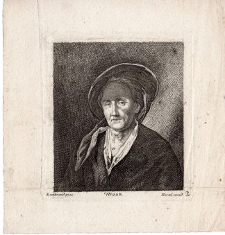 Antique Print-PORTRAIT-ELDER WOMAN-TULBAN-Rembrandt-Hertel-circa 1775