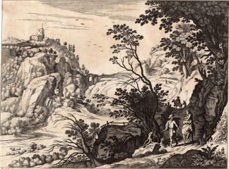 Antique Master Print-JOSEPH-MARIA-JESUS-FLIGHT TO EGYPT-Bril-van Nieulandt-1630