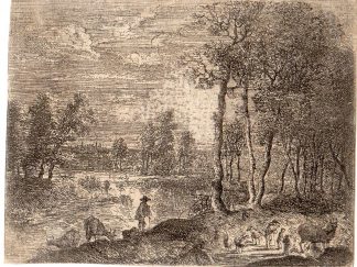 Antique Master Print-ANIMAL-SHEEP-COWS-SHEPARD-Saint-Non-c. 1750