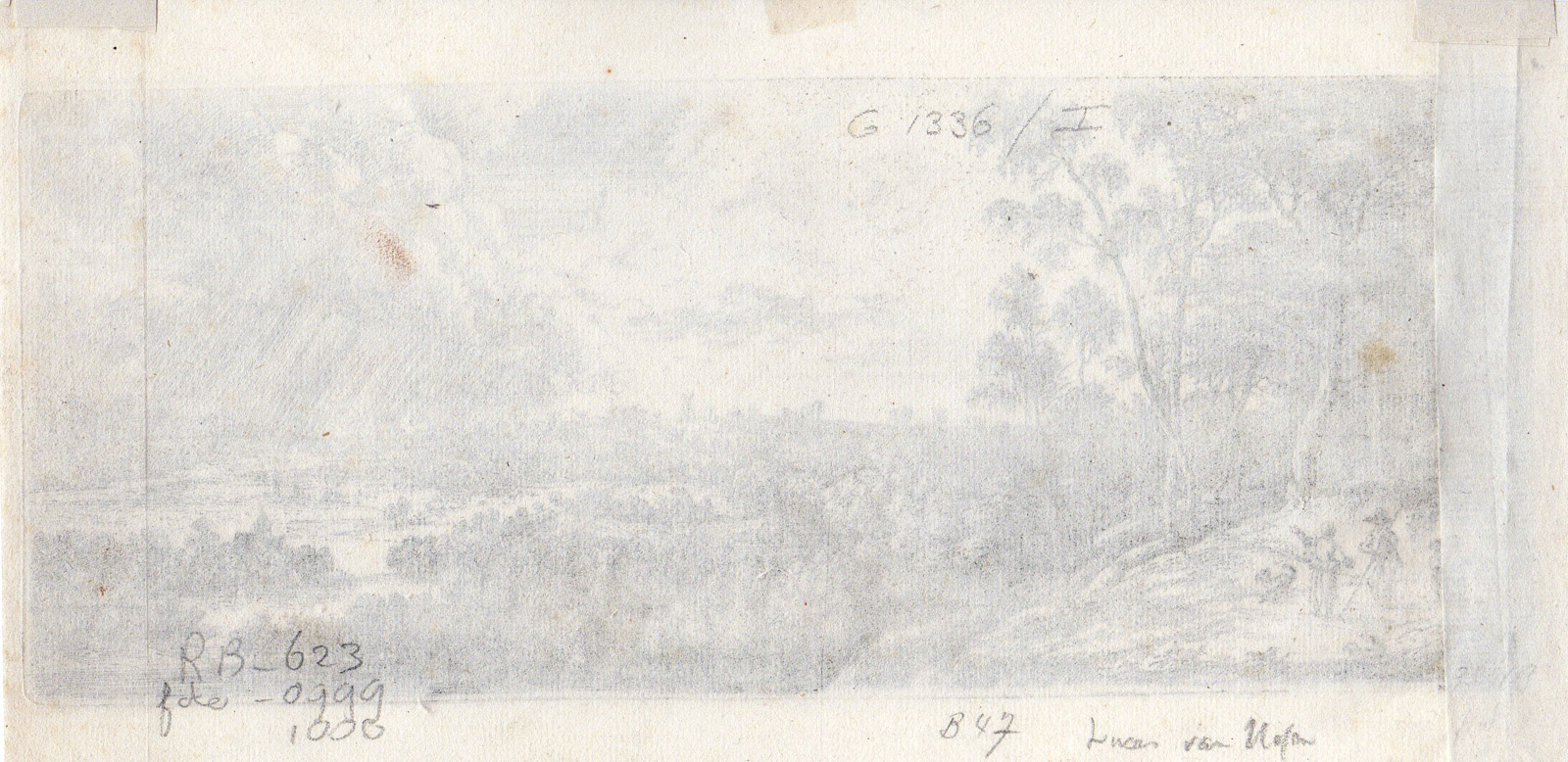 , Antique Master Print-LANDSCAPE-TRAVELERS-RAIN-Wijngaerde-van Uden-c. 1650, Pictura Antique Prints