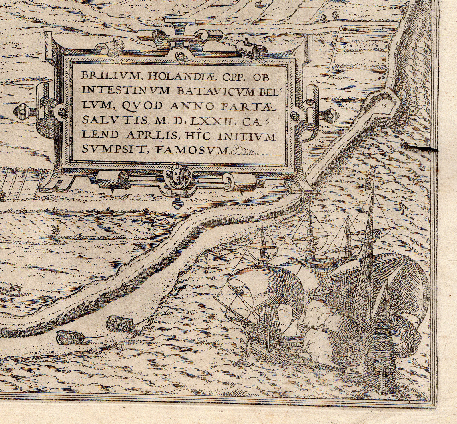 , Antique Print-BRIELLE-DEN BRIEL-CITY PLAN-Braun-Hogenberg-c.1588, Pictura Antique Prints