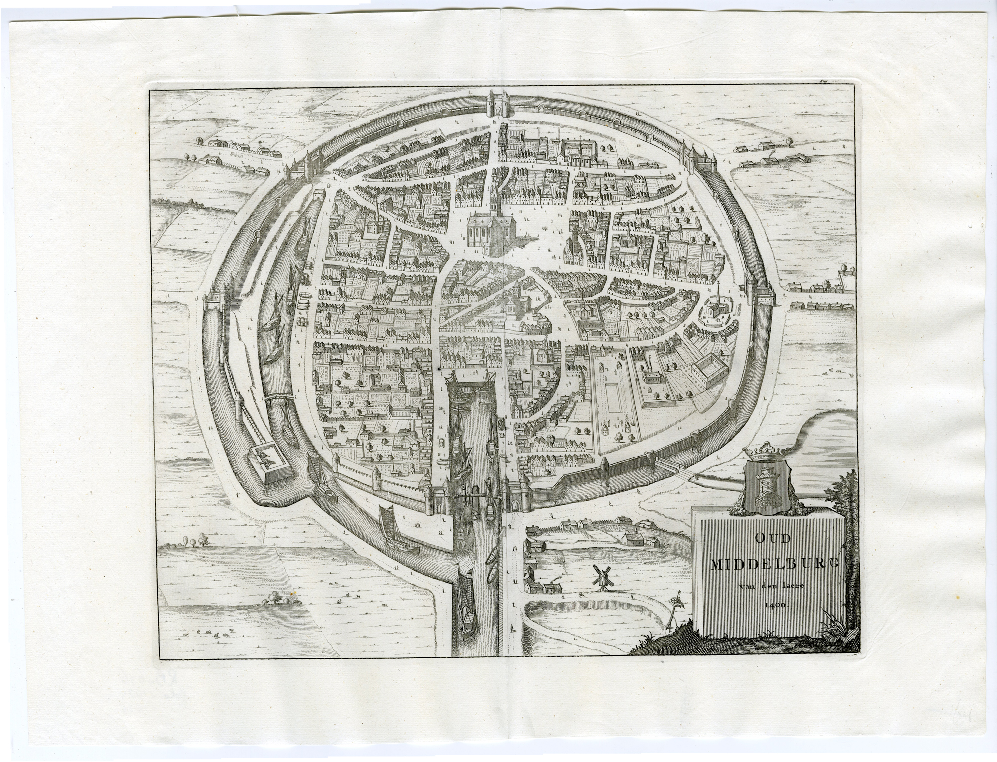 , Antique Print-MIDDELBURG-CITY PLAN-Smallegange-1696, Pictura Antique Prints