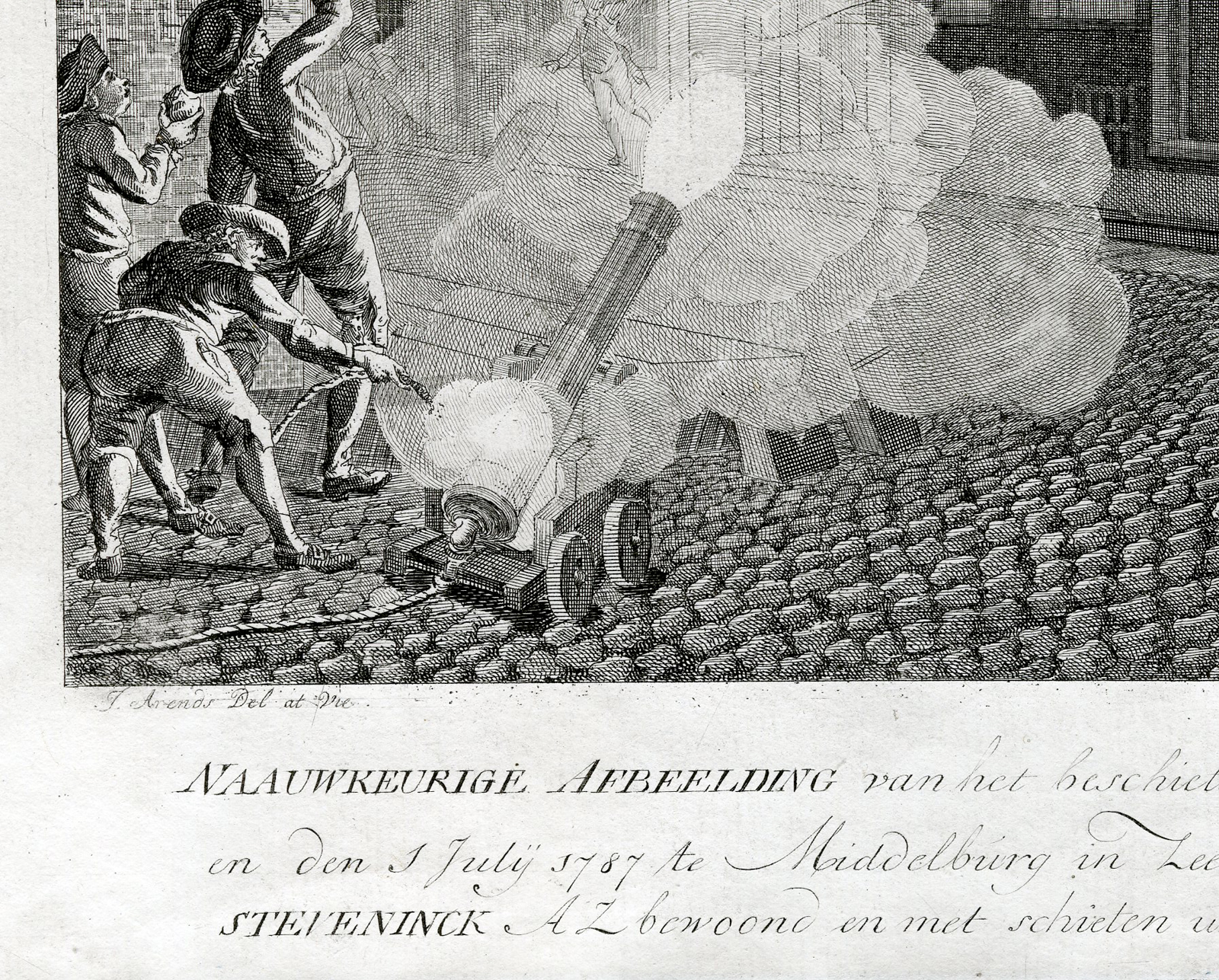 , Antique Master Print-SHOOTING IN MIDDELBURG-VAN STEVENINCK–Arends- Sallieth-1787, Pictura Antique Prints