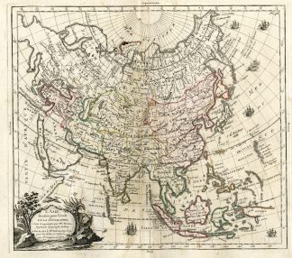 2 Rare Antique Prints-ASIA CONTINENT-L'ASIE-Brion de la Tour-Desnos-c.1765