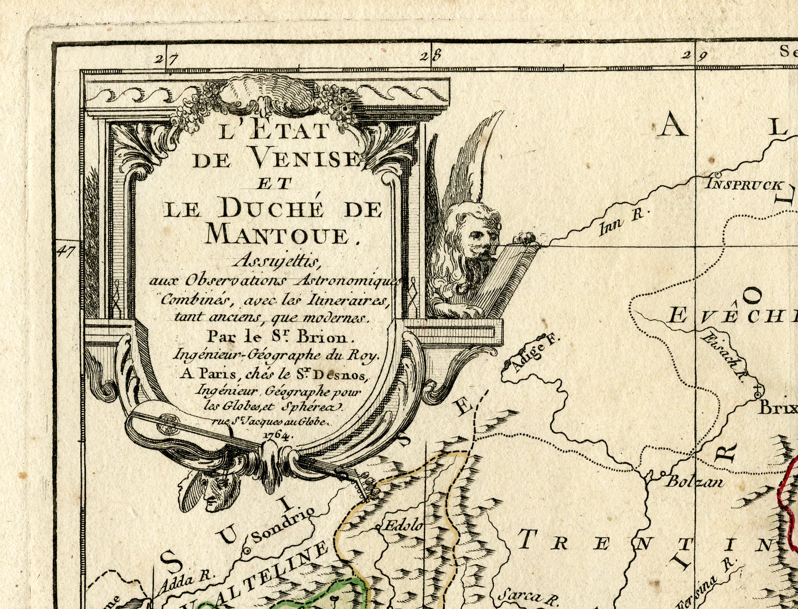 , Rare Antique Print-VENICE-MANTUA-NORTH ITALY-Brion de la Tour-Desnos-c.1765, Pictura Antique Prints