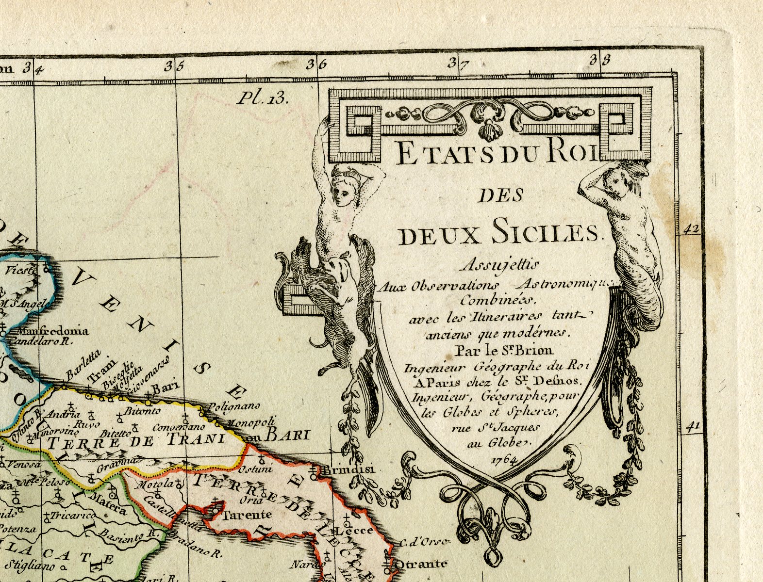 , Rare Antique Print-SOUTHERN ITALY-SICILY-Brion de la Tour-Desnos-c.1765, Pictura Antique Prints