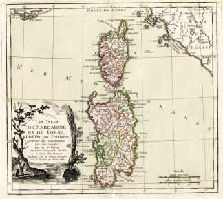 Rare Antique Print-SARDINIA-CORSICA-ISLANDS-Brion de la Tour-Desnos-c.1765