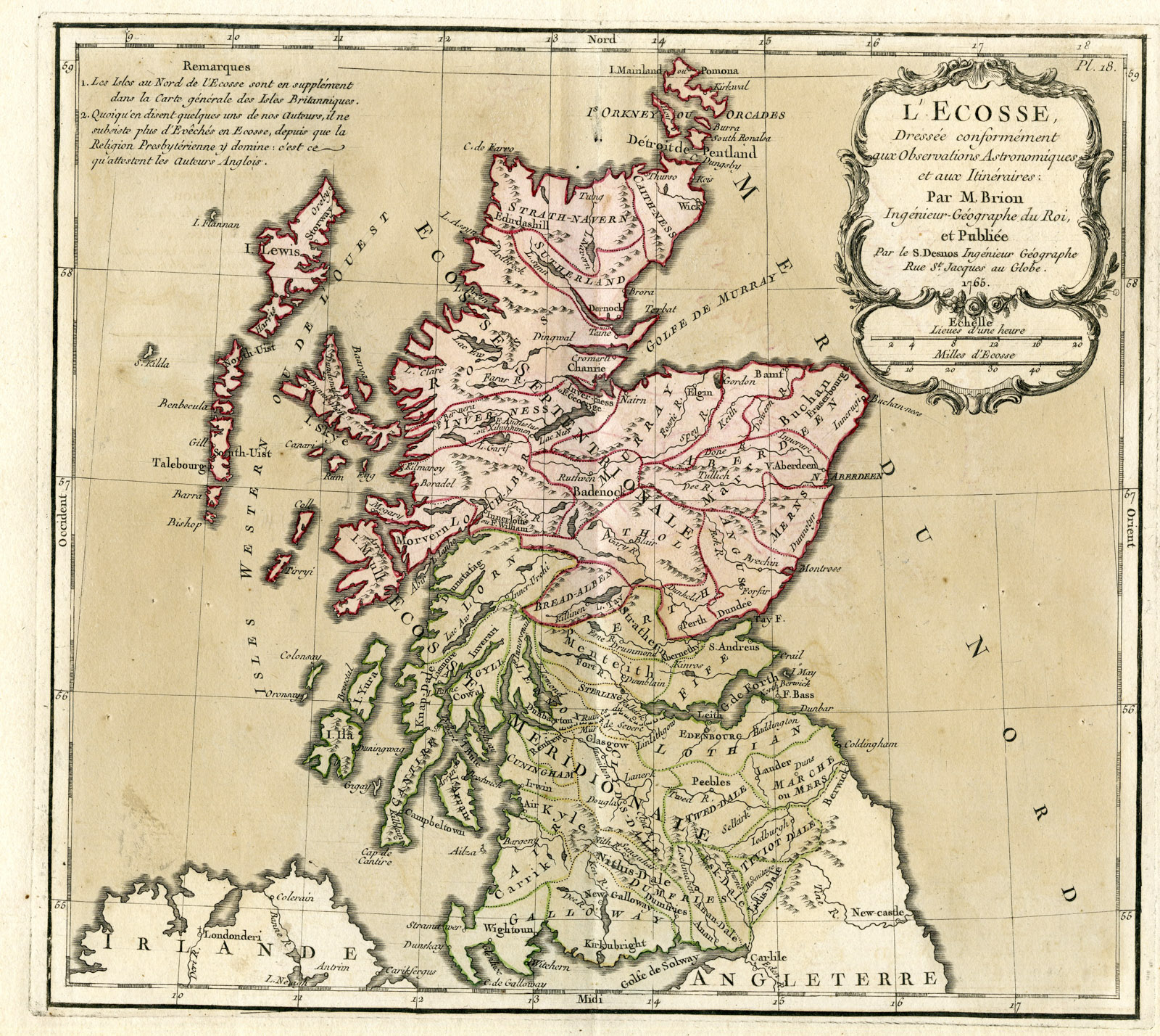 , Rare Antique Print-SCOTLAND-Brion de la Tour-Desnos-c.1765, Pictura Antique Prints