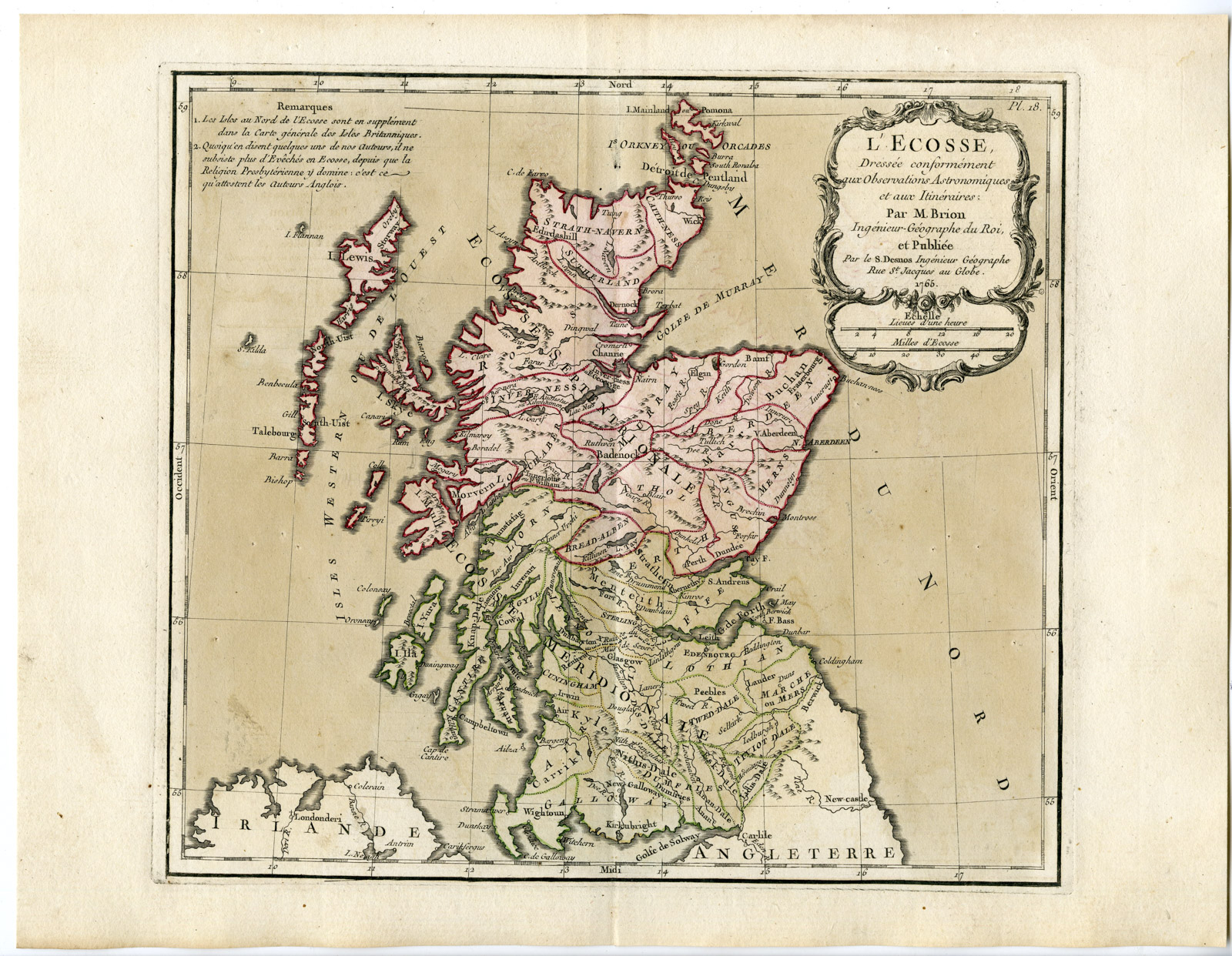, Rare Antique Print-SCOTLAND-Brion de la Tour-Desnos-c.1765, Pictura Antique Prints