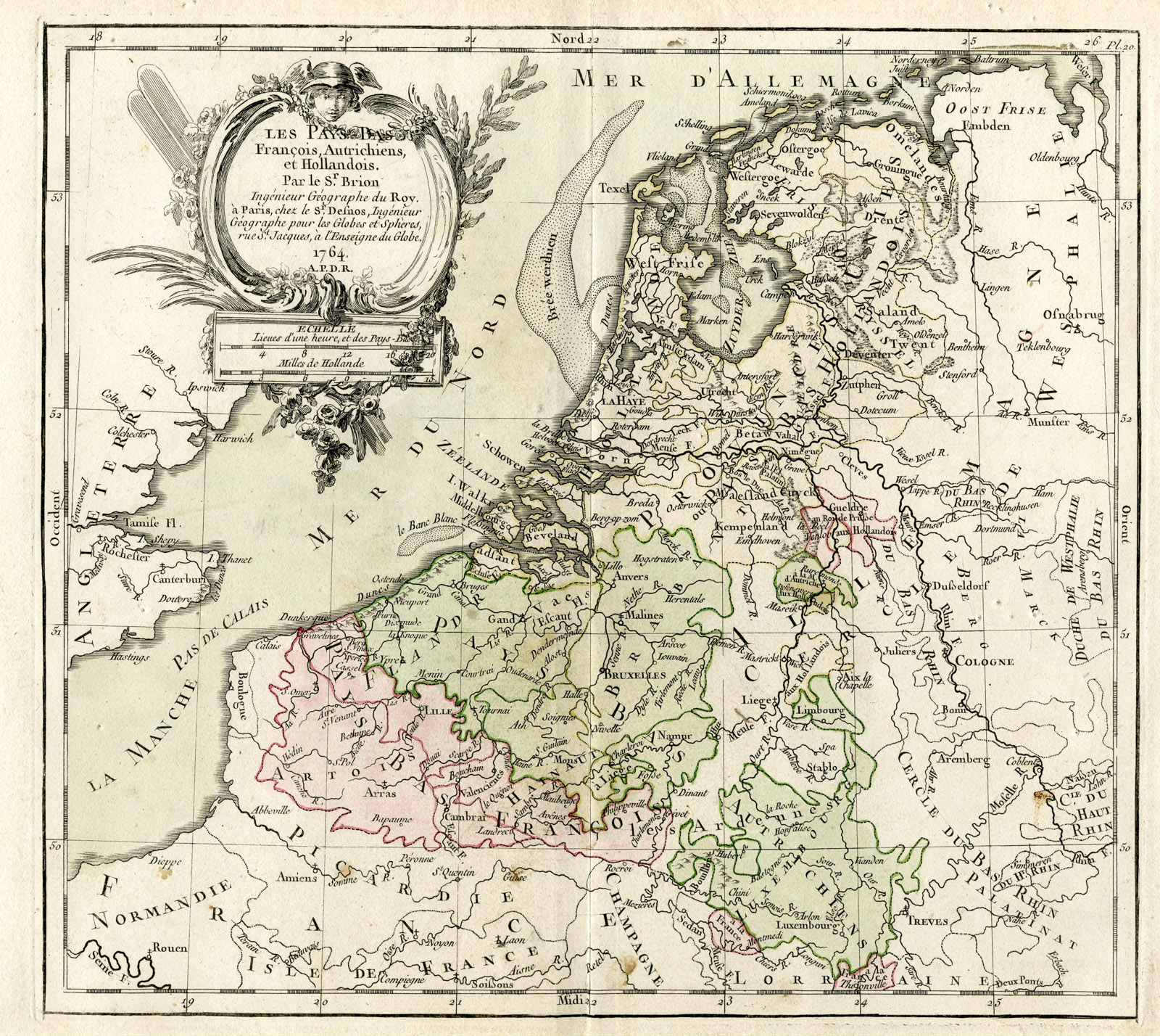 , Rare Antique Print-THE NETHETLANDS-HOLLAND-Brion de la Tour-Desnos-c.1765, Pictura Antique Prints