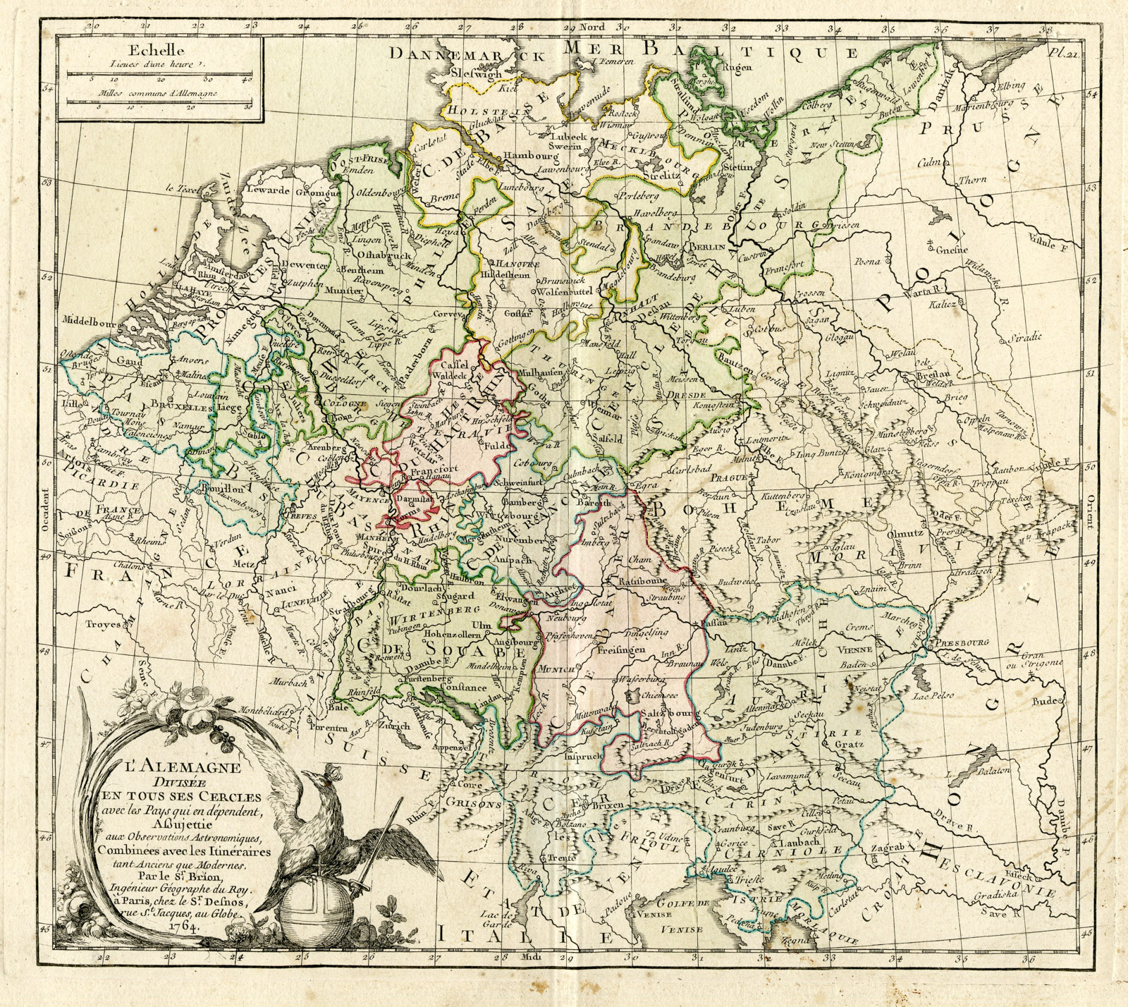 , Rare Antique Print-GERMANY-Brion de la Tour-Desnos-c.1765, Pictura Antique Prints