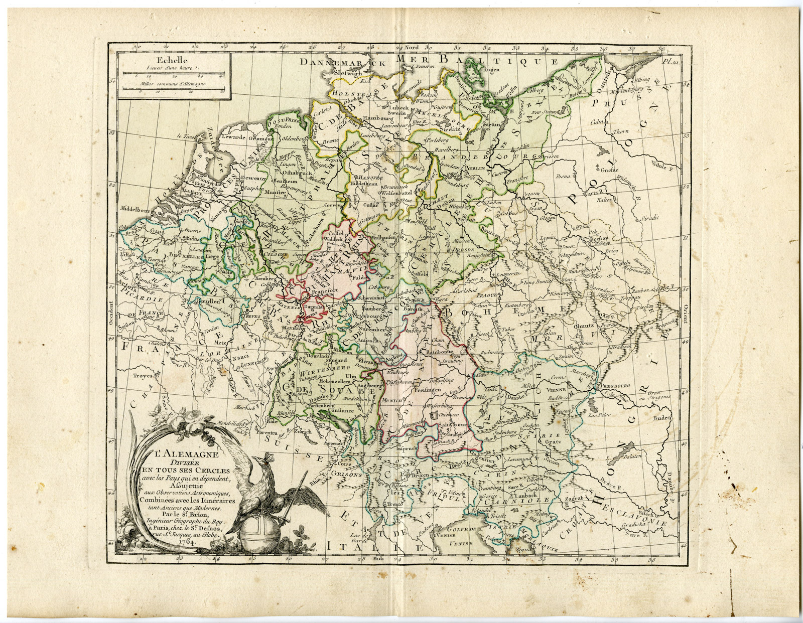 , Rare Antique Print-GERMANY-Brion de la Tour-Desnos-c.1765, Pictura Antique Prints