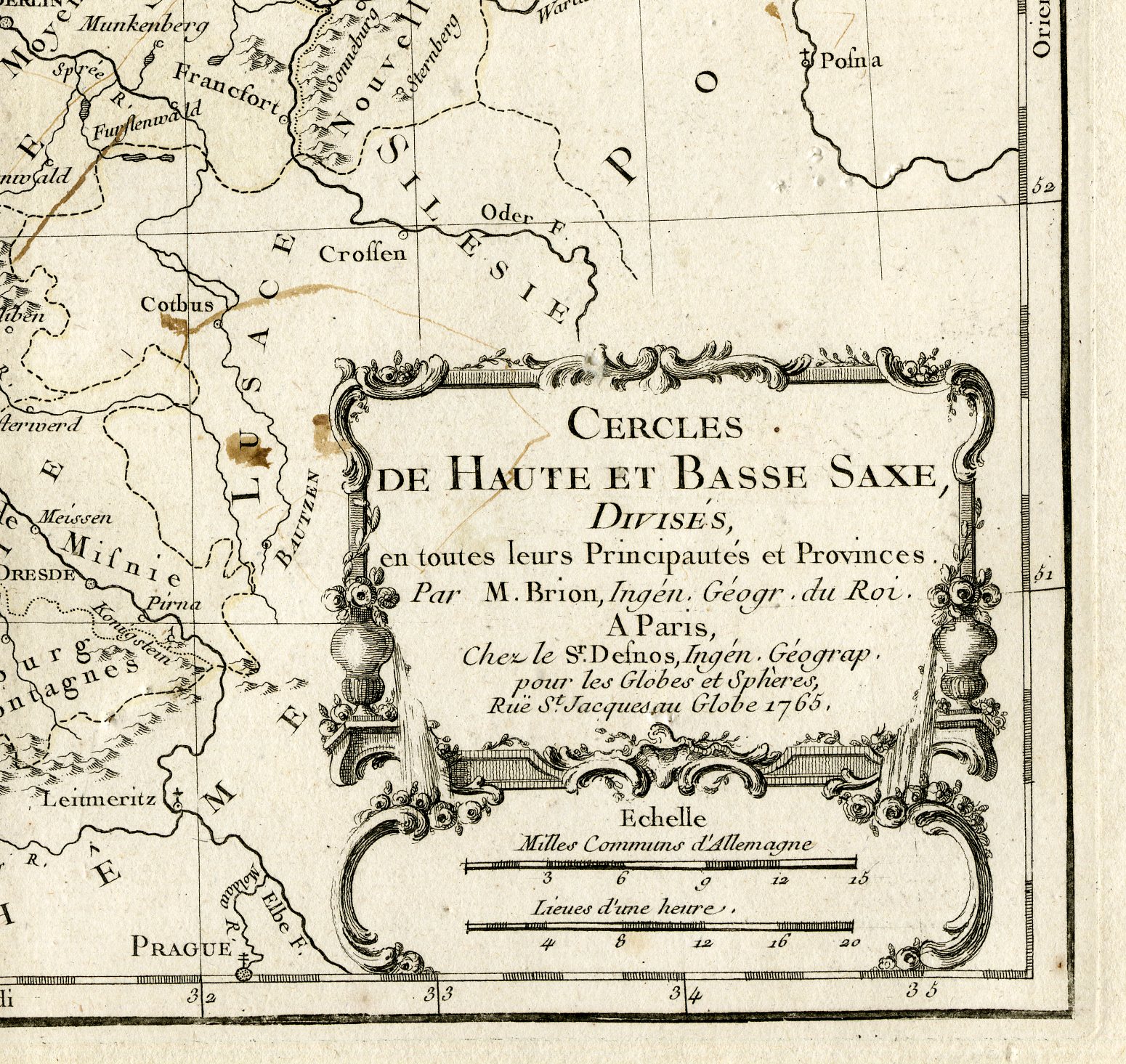 , Rare Antique Print-GERMANY-SAXONY-Brion de la Tour-Desnos-c.1765, Pictura Antique Prints