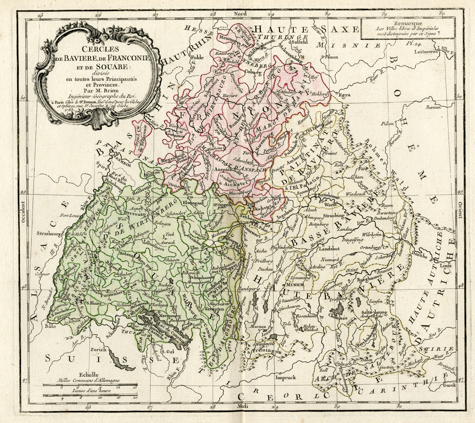 , Antique Print-GERMANY-BAVARIA-SWABIA-FRANCONIA-Brion de la Tour-Desnos-c.1765, Pictura Antique Prints