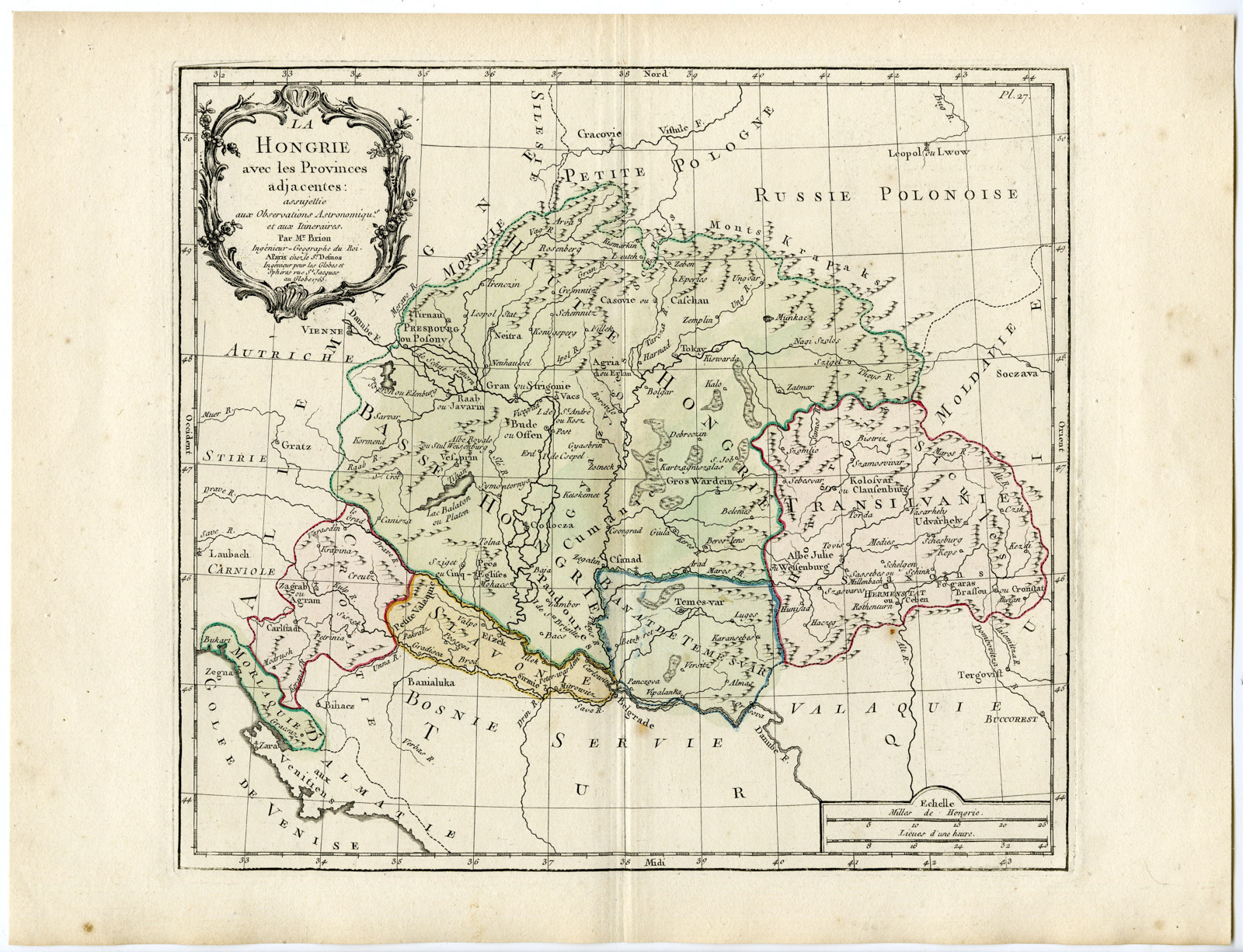 , Rare Antique Print-HUNGARY-Brion de la Tour-Desnos-c.1765, Pictura Antique Prints