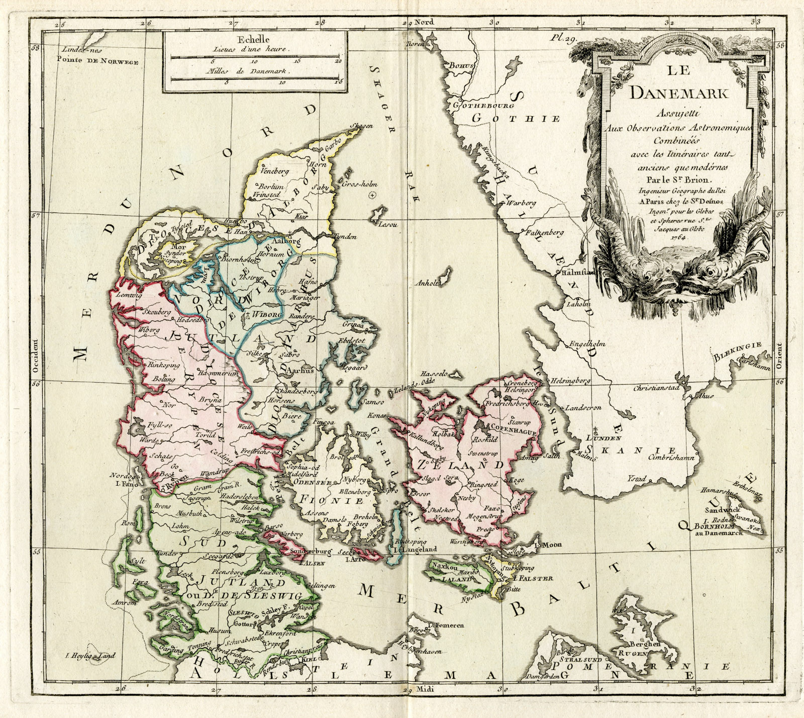 , Rare Antique Print-DENMARK-Brion de la Tour-Desnos-c.1765, Pictura Antique Prints
