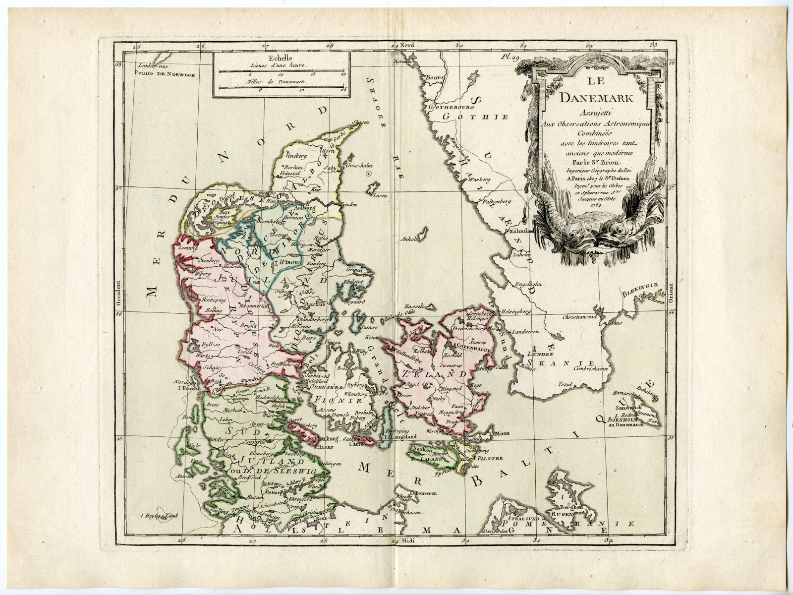 , Rare Antique Print-DENMARK-Brion de la Tour-Desnos-c.1765, Pictura Antique Prints