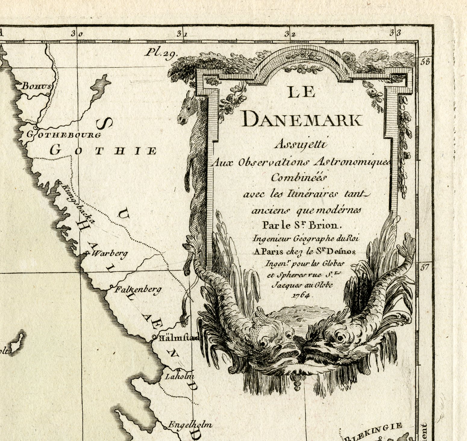 , Rare Antique Print-DENMARK-Brion de la Tour-Desnos-c.1765, Pictura Antique Prints