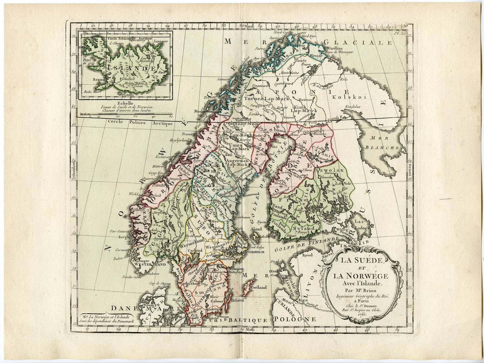 Pco 16564 416x312 Rare Antique Print-SWEDEN-NORWAY-SCANDINAVIA-Brion de la Tour-Desnos-c.1765 - Image 2