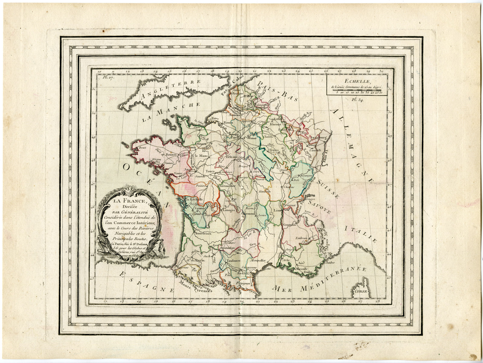 , Rare Antique Print-FRANCE-WESTERN EUROPE-REGIONS-Brion de la Tour-Desnos-c.1765, Pictura Antique Prints
