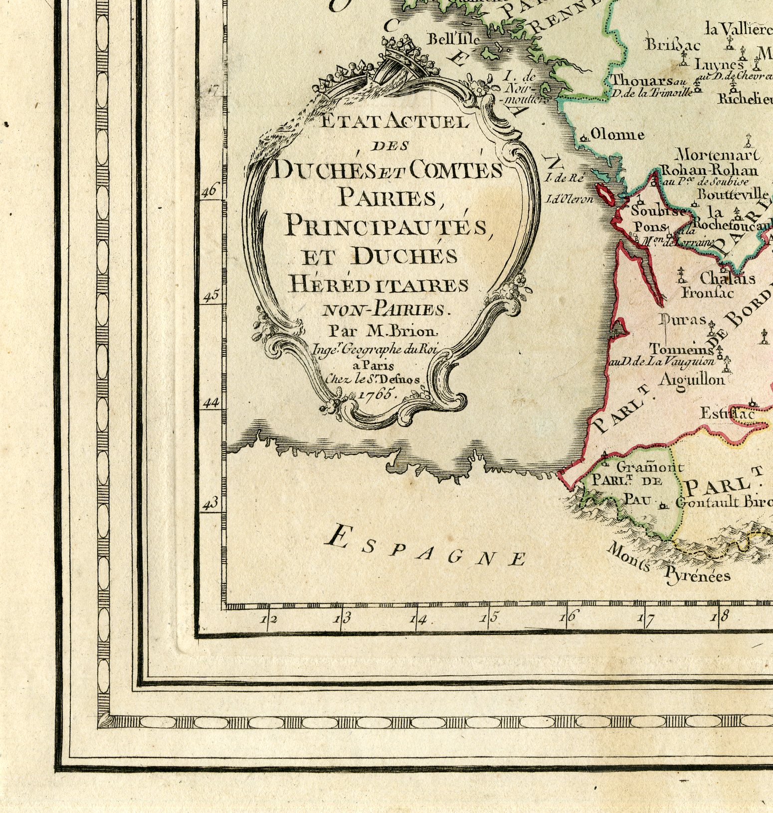 , Rare Antique Print-FRANCE-DUCHIES-EUROPE-Brion de la Tour-Desnos-c.1765, Pictura Antique Prints
