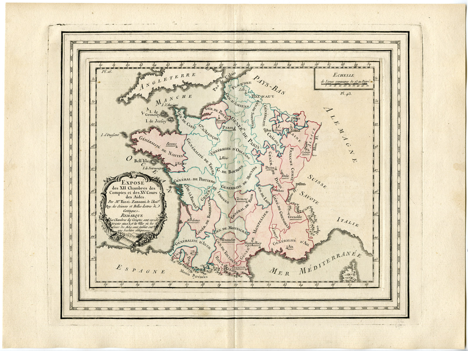 , Rare Antique Print-FRANCE-CHAMBERS OF ACCOUNTS-Brion de la Tour-Desnos-c.1765, Pictura Antique Prints