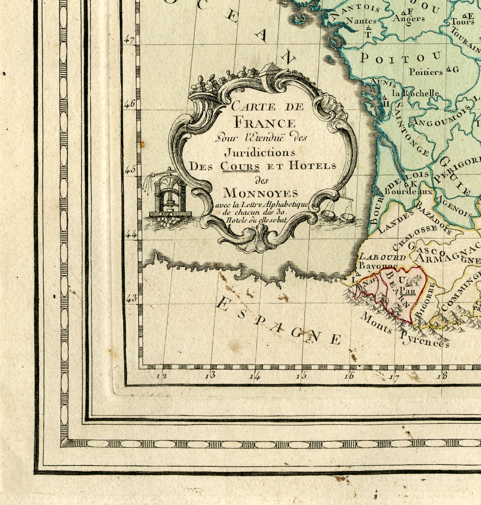 , Rare Antique Print-FRANCE-JURISDICTIONS-EUROPE-Brion de la Tour-Desnos-c.1765, Pictura Antique Prints