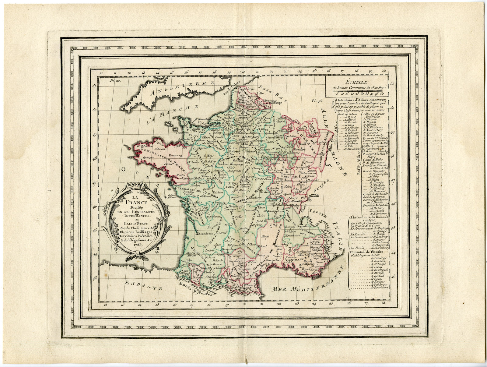 , Rare Antique Print-FRANCE-DEPARTMENTS-REGIONS-Brion de la Tour-Desnos-c.1765, Pictura Antique Prints