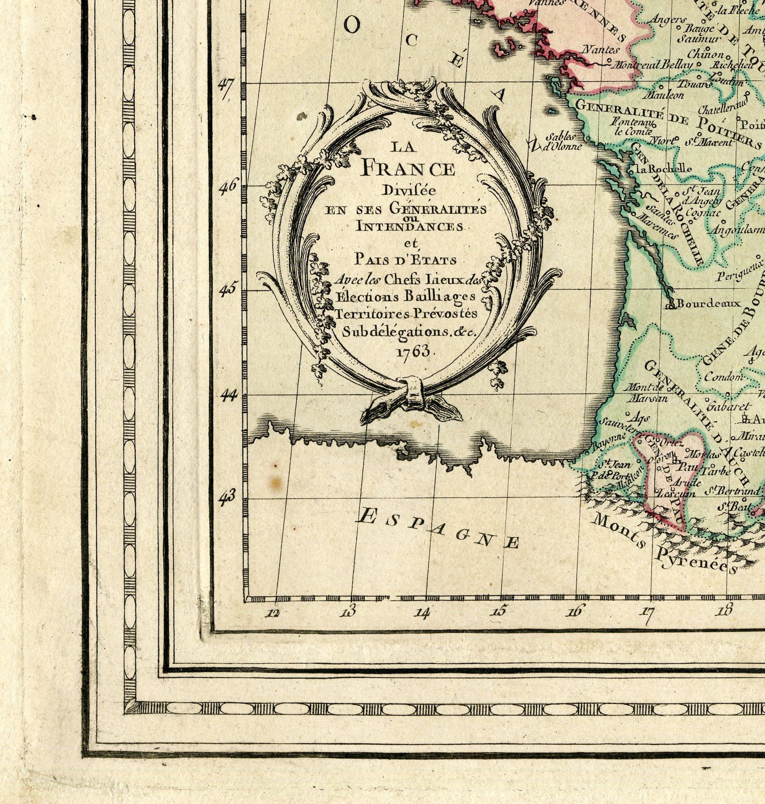 , Rare Antique Print-FRANCE-DEPARTMENTS-REGIONS-Brion de la Tour-Desnos-c.1765, Pictura Antique Prints