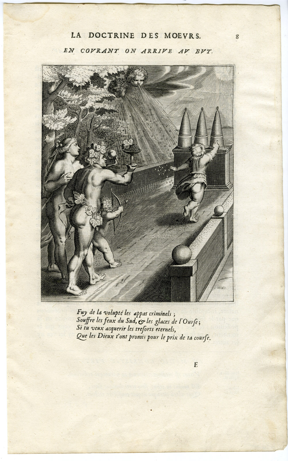 , Antique Print-RUNNING TO THE START-BACCHUS-PUTTI-Vaenius-Daret-1646, Pictura Antique Prints