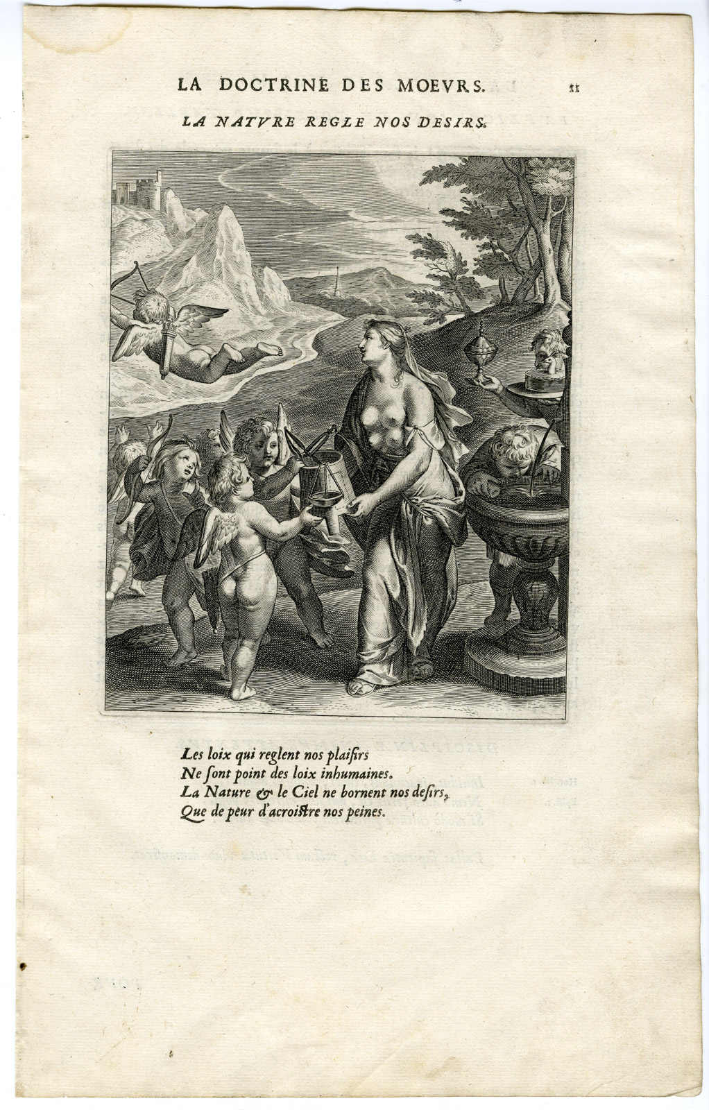 , Antique Print-NATURE-RULES-DESIRES-DIANA-LADY OF EPHESUS-Vaenius-Daret-1646, Pictura Antique Prints