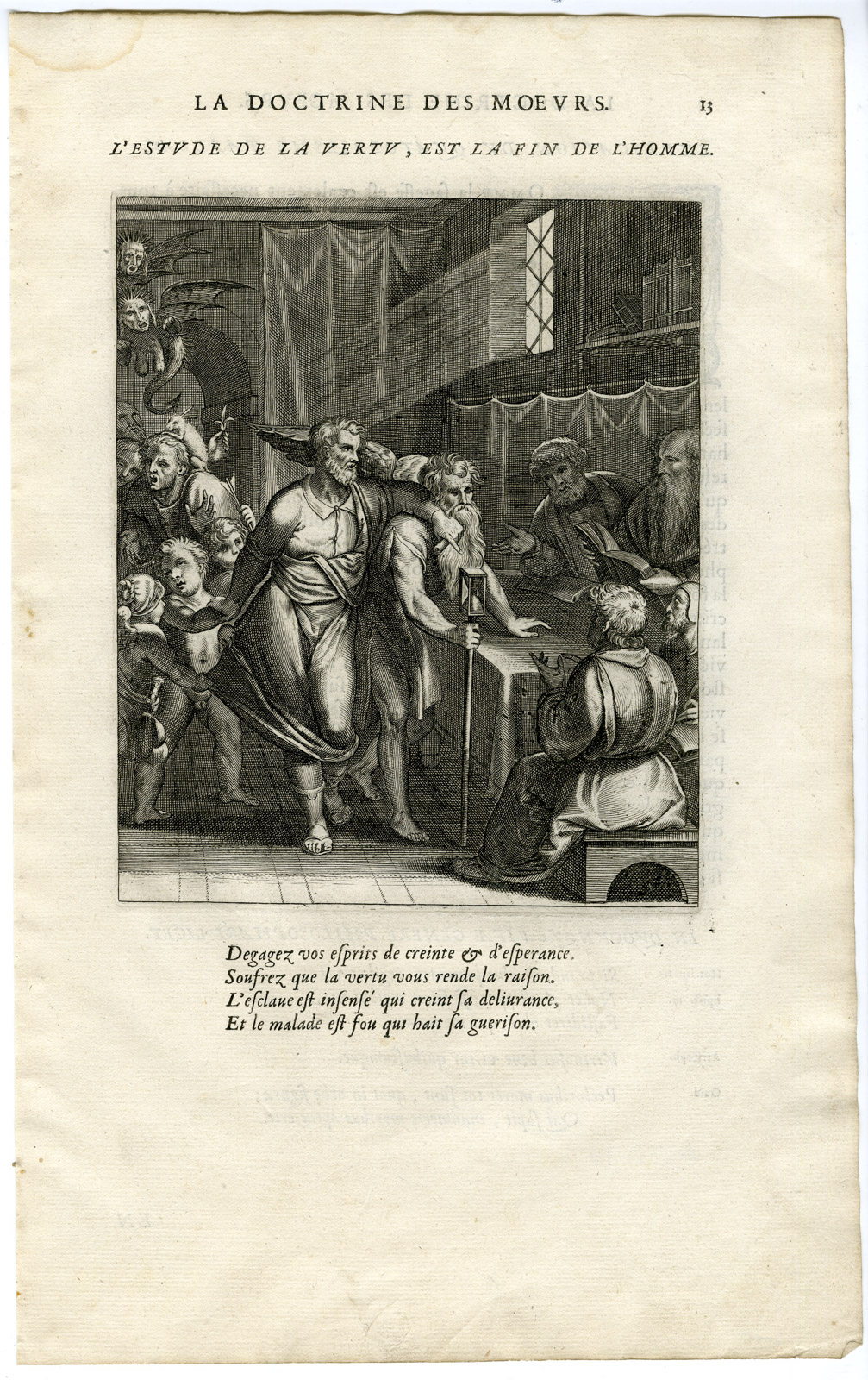 Pco 17190 416x661 Antique Print-WISDOM AS A GUIDE TO LIFE-TIME-HOURGLASS-VIRTUES-Vaenius-Daret-1646