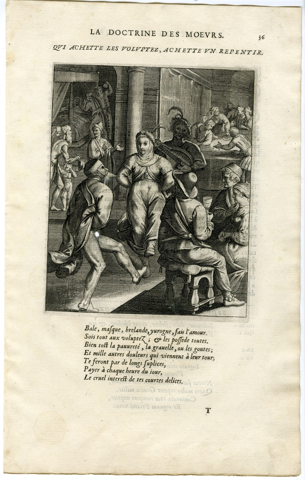 , Antique Print-WHO SEEKS PLEASURE GETS REGRET-REPENTANCE-Vaenius-Daret-1646, Pictura Antique Prints