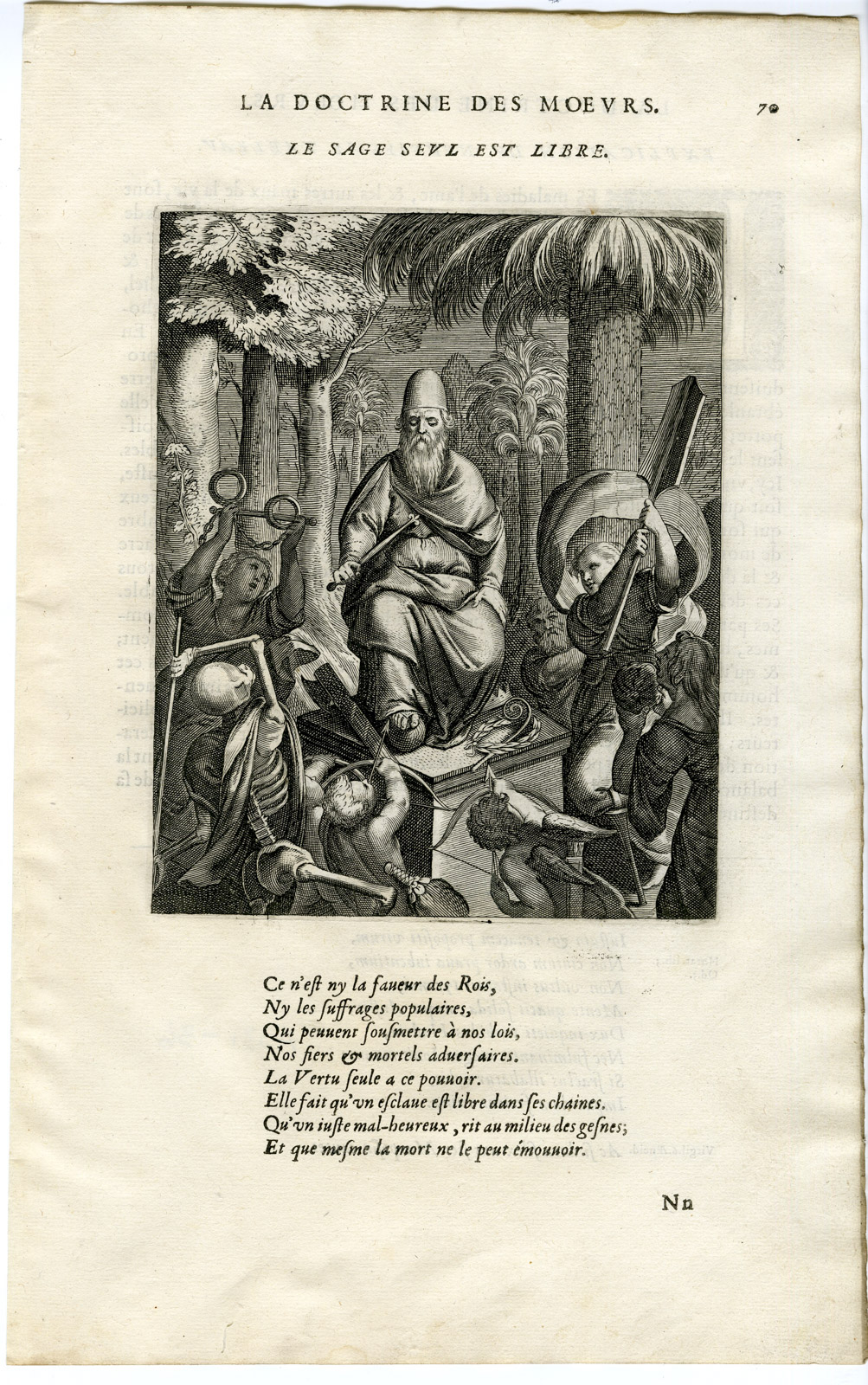 , Antique Print-WISDOM-WISE-IS FREE-FREEDOM-Vaenius-Daret-1646, Pictura Antique Prints