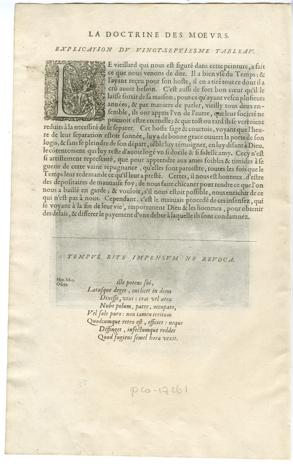 Pco 17261 416x658 Antique Print-DO NOT REGRET PAST TIMES-FATHER TIME-HOURGLASS-Vaenius-Daret-1646 - Image 3