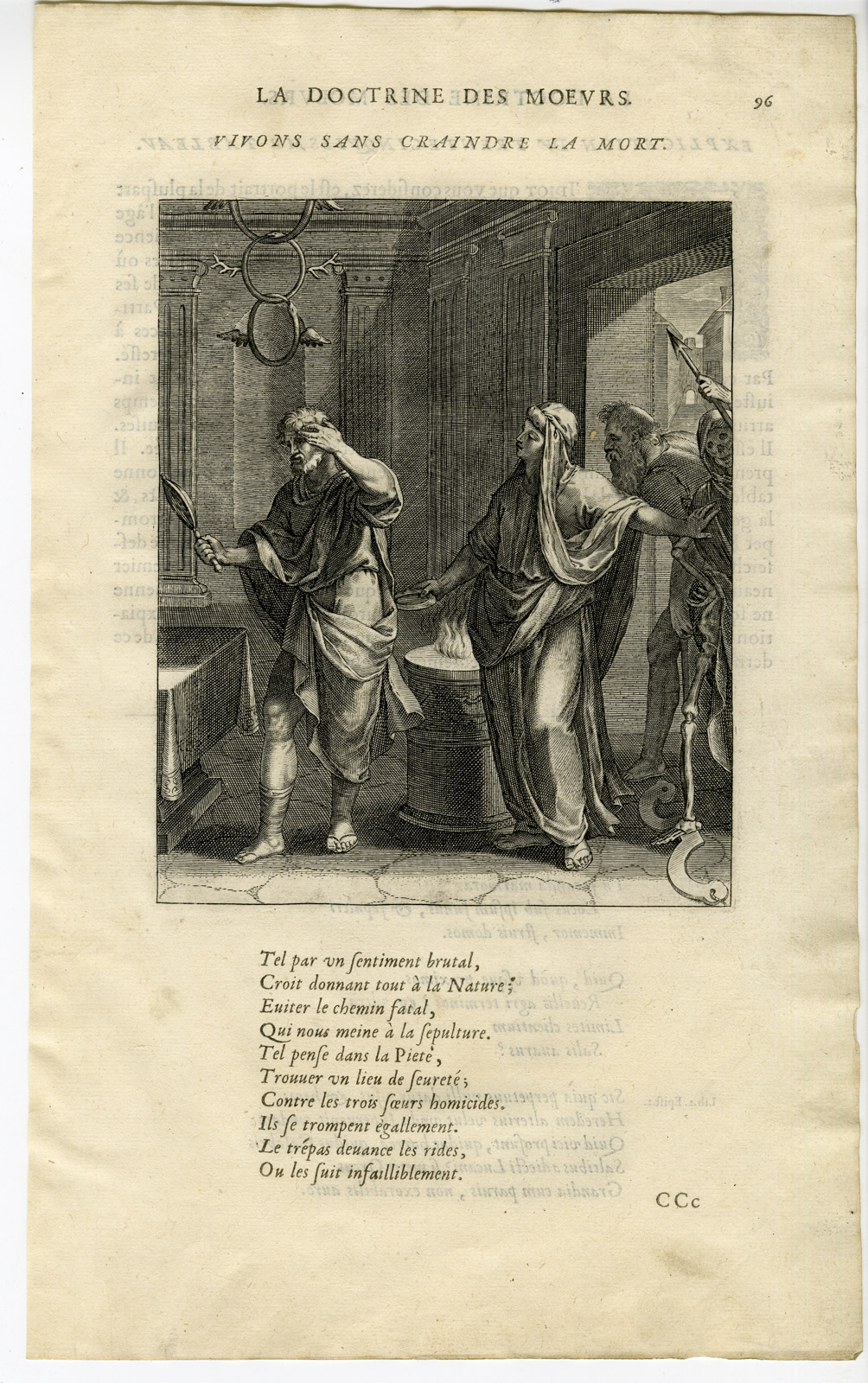 , Antique Print-LIVE WITHOUT FEARING DEATH-Vaenius-Daret-1646, Pictura Antique Prints