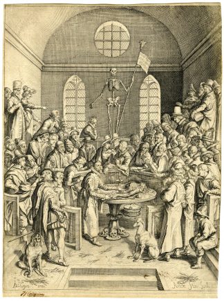 Antique Print-ANATOMY LESSON BY DOCTOR PAUW-Stock after de Gheyn-1615-SOLD